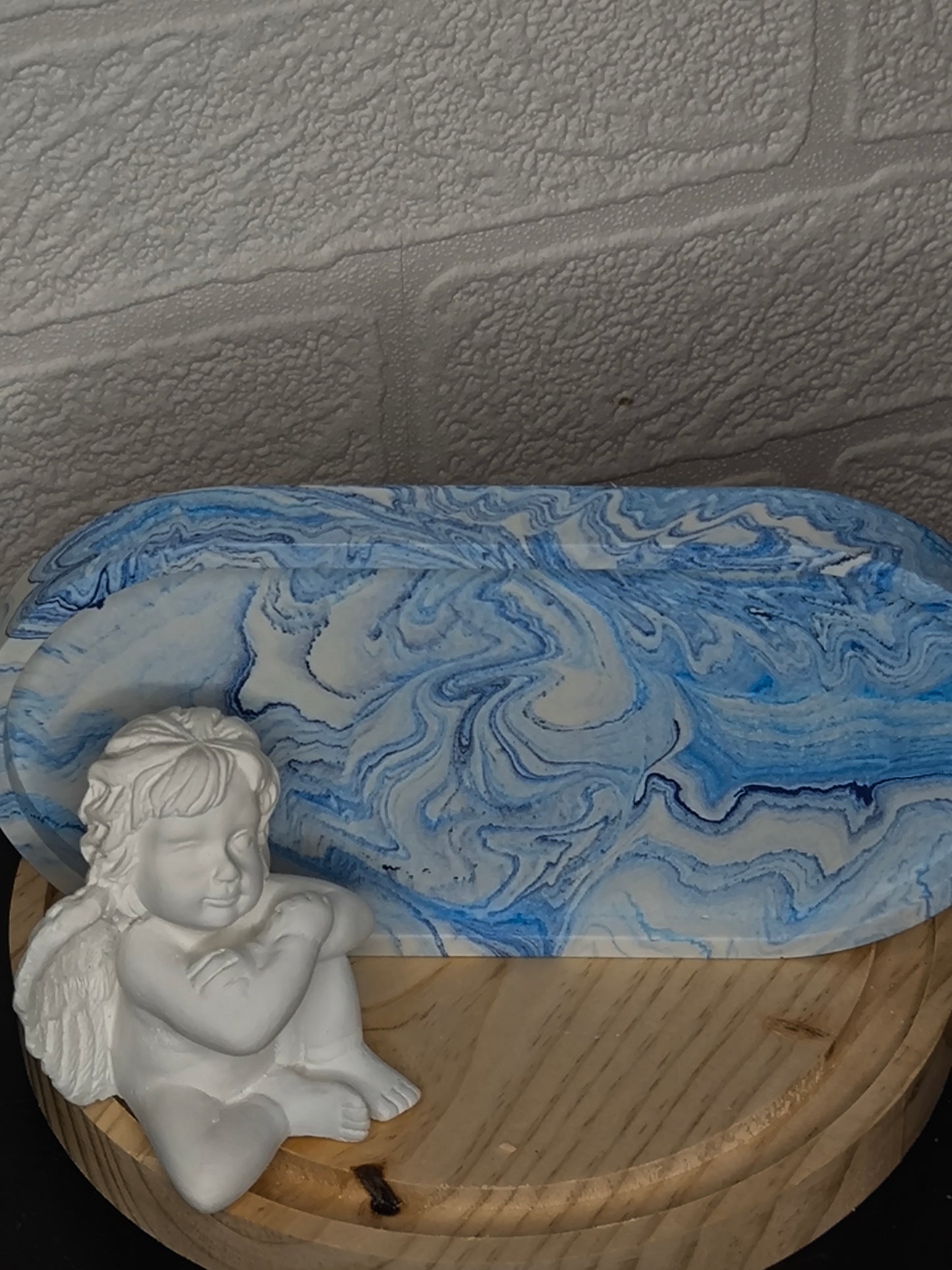 Plateau Jesmonite Marbré bleu
