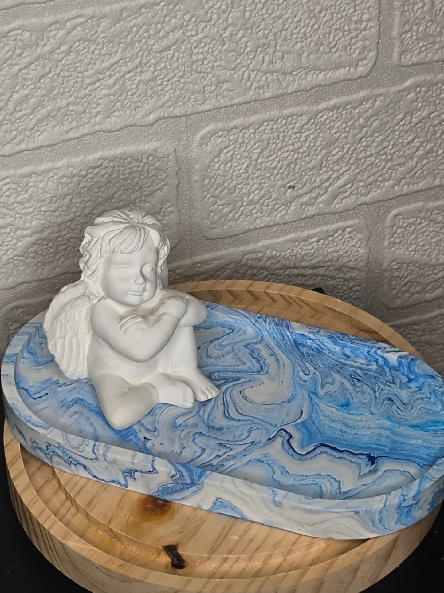 Plateau Jesmonite Marbré bleu