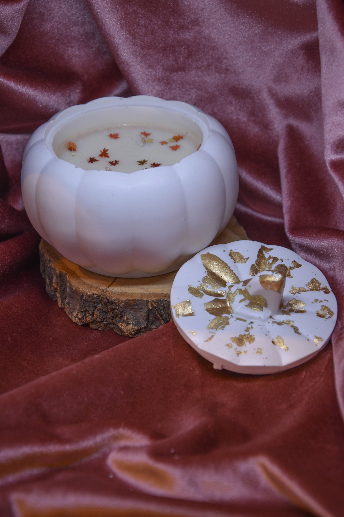 bougie citrouille en jesmonite