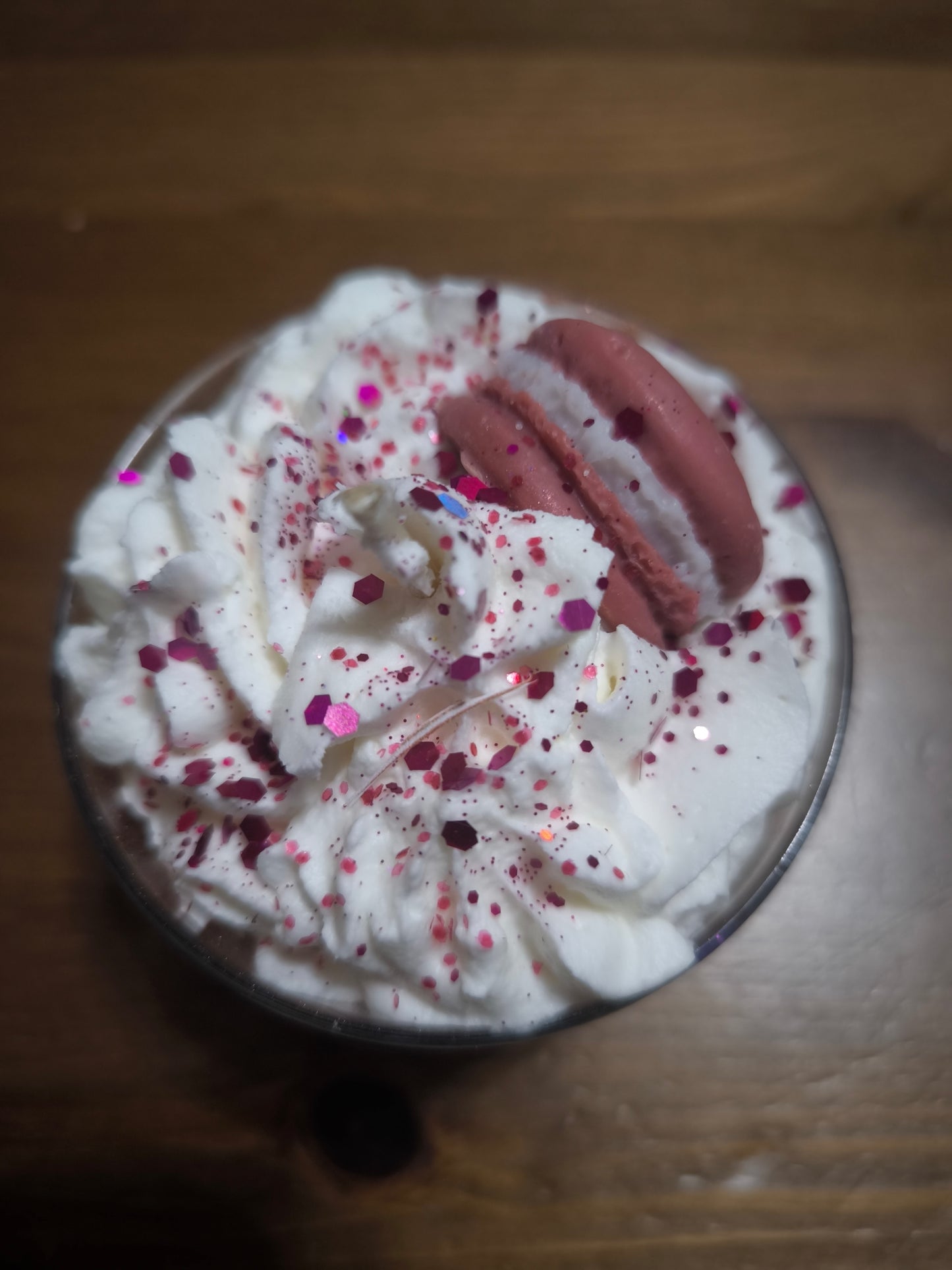 Bougie macaron cerise