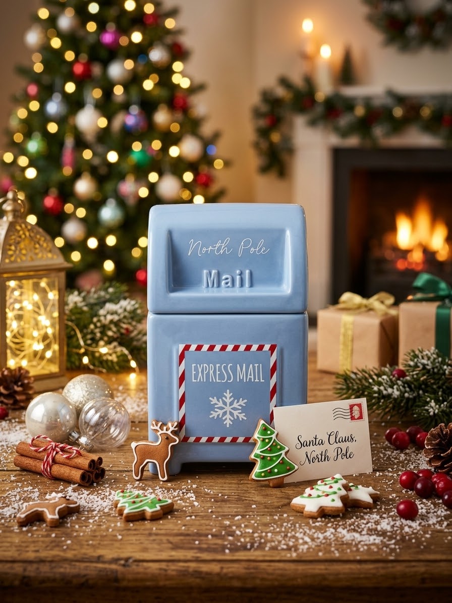 La boîte à lettres de Noël bleu