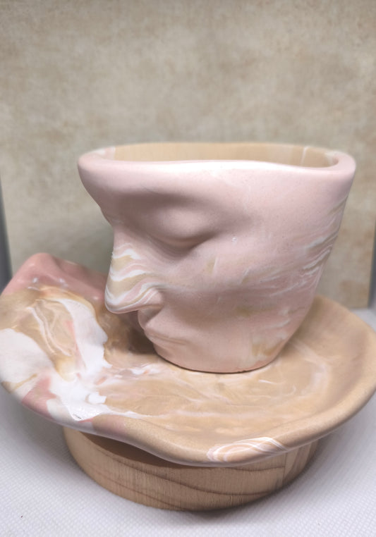 Duo tasse et sous-tasse visage