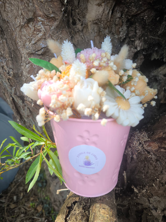 Bouquet tropical coeur rose