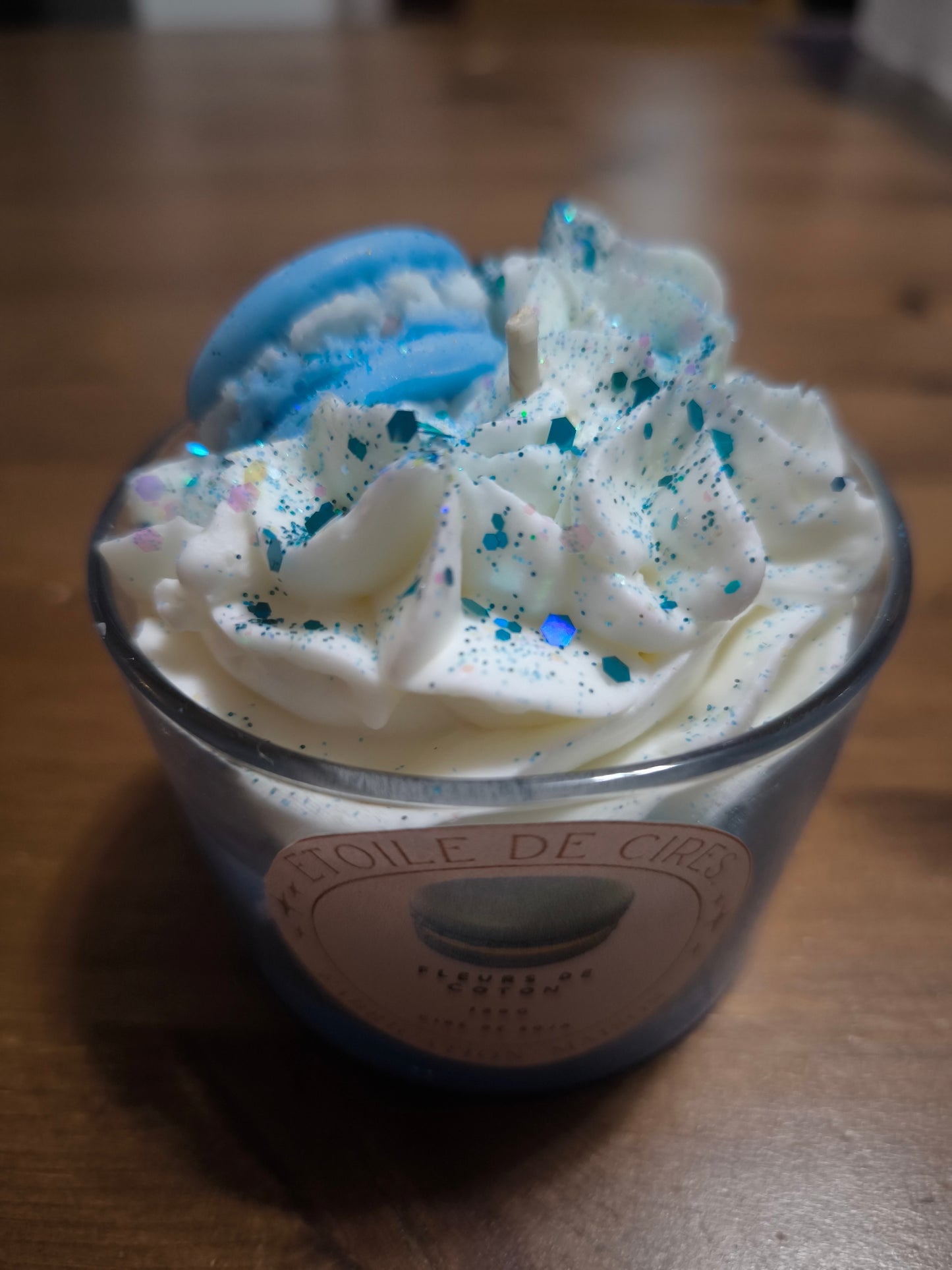 Bougie macaron fleur de coton