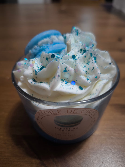 Bougie macaron fleur de coton